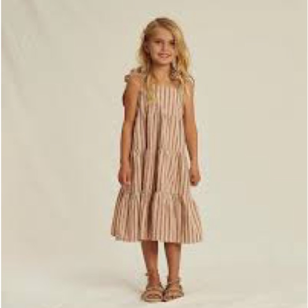 Rylee + Cru Tan Pleated Sundress Sleeveless